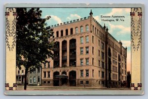 JH4/ Huntington West Virginia Postcard c1910 Emmons Apartment Building 139