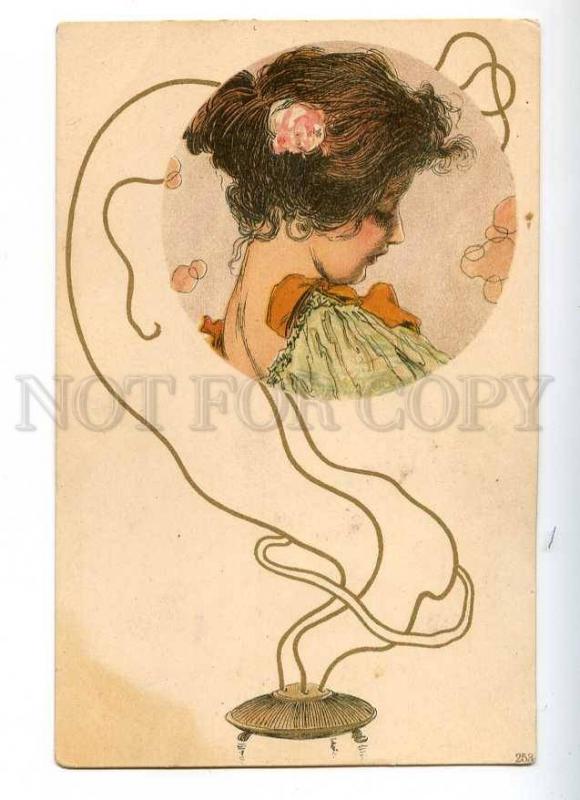 187933 ART NOUVEAU Head Belle in Smoke by KIRCHNER Vintage PC