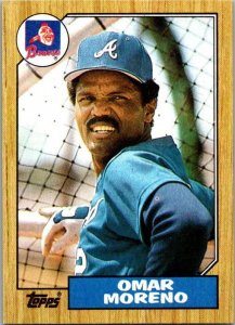 1987 Topps Baseball Card Omar Moreno Atlanta Braves sk3108