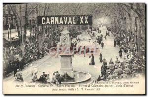 Old Postcard Carnival XX Aix en Provence Cours Mirabeau Pierrot and Columbine...