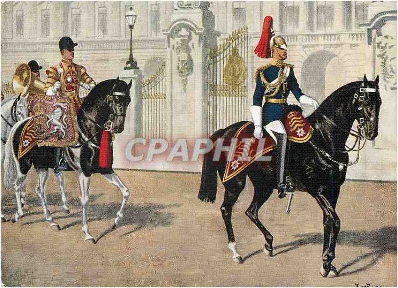 Postcard Modern Band of Horse Guards (The Blues) Passing Buckingham Place Army