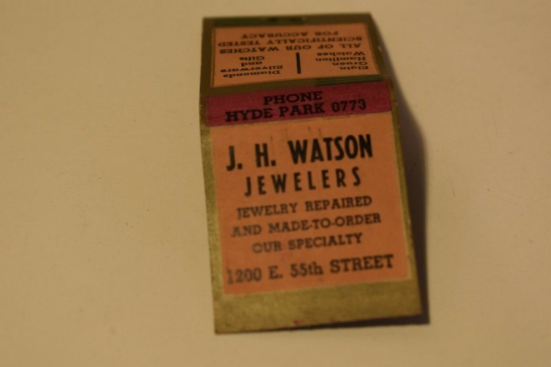J. H. Watson Jewelers Jewelry Repaired Advertising 20 Strike Matchbook Cover