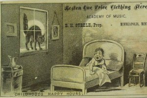 Boston Clothing Store Moon Black Cat Hissing Child Scared In Bed P103