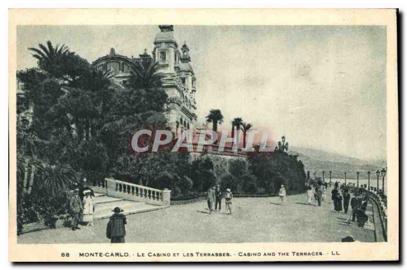 Old Postcard Monte Carlo Casino and Les Terrasses