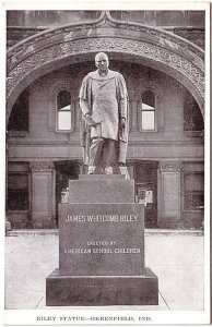 James Whitcomb Riley Statue, Greenfield, Indiana, Antique Postcard