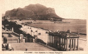 Vintage Postcard 1910's Mountain Foro Umberto I e Monte Pellegrino Palermo Italy