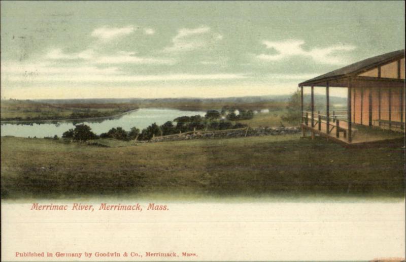 Merrimack Merrimac MA River & Cabin c1905 Postcard