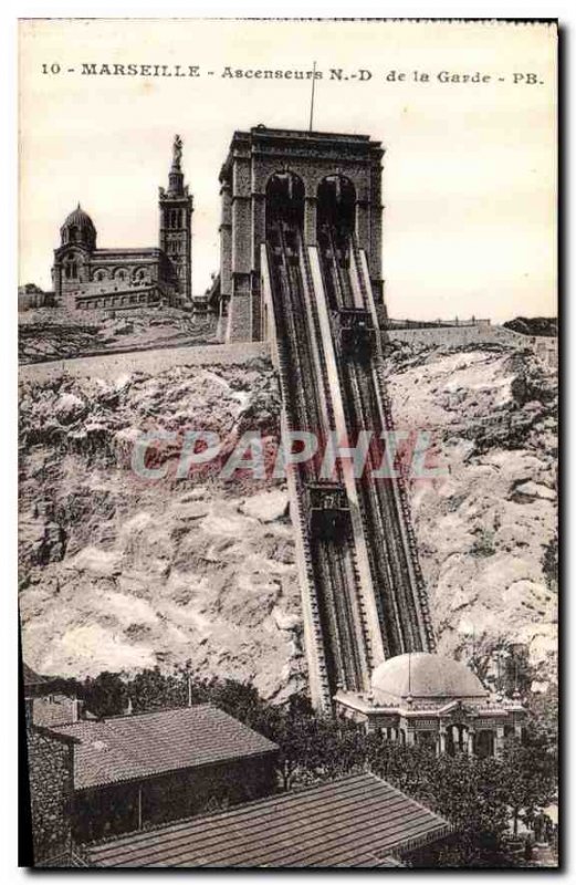 Postcard Old Marseille Elevators Our Lady of the Guard