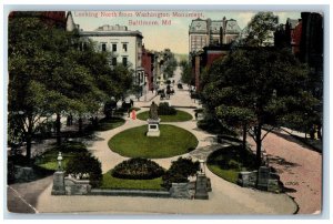 Baltimore Maryland Postcard Looking North Washington Monument Aerial View c1910