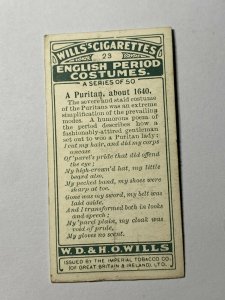 CIGARETTE CARD - WILLS ENGLISH COSTUMES #23 A PURITAN 1640   (UU249)