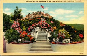 Vtg 1940s Wrigley Residence Mt Ada Avalon Santa Catalina California CA Postcard