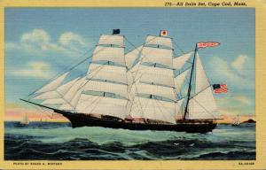 MA - Provincetown, Cape Cod. Sailing- Bark Confidence Sails Set 