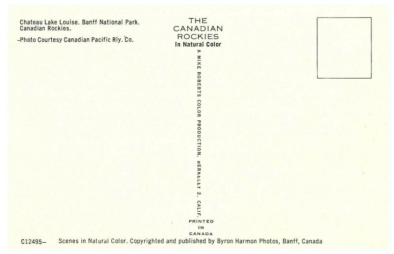 Lot 3 Chateau Lake Louise Banff National Park Canada Postcard 