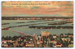 Vintage Postcard 1959 Causeway Bay Islands & Miami from Miami Beach Florida FL