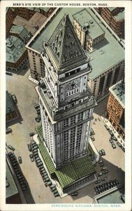 Boston Massachusetts MA Custom House Unusual Aerial View c1920 Postcard