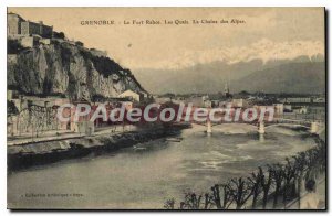 Postcard Grenoble Old Fort Rabot Quays La Chaine Des Alpes