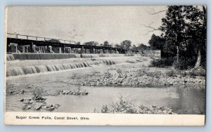 1910 Dover Ohio OH Vintage Postcard Sugar Creek Falls Canal Bridge Lake River