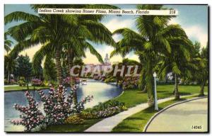 Old Postcard Indian Creek Showing Roney Plaza Miami Beach Florida
