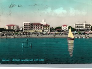 Vintage Postcard 1958 Scorcio Panoramico Dal Mare Rimini Italy