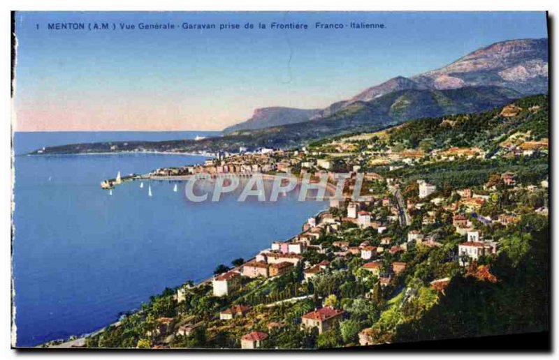 Old Postcard Menton Garavan Taking Vue Generale De La Frontiere Franco Italian