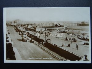 West Sussex WORTHING Marine Parade c1930's RP Postcard