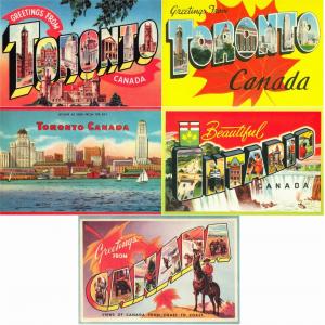 Greetings from Toronto Ontario Canada Lot of 5 Large Letter Repro Postcards