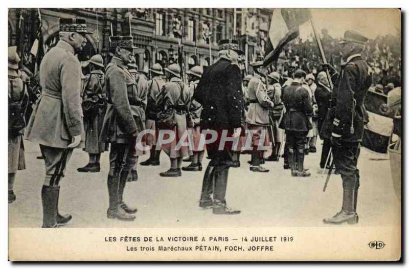 Old Postcard The Holidays Victory in Paris Marechaux petain Foch Joffre Army