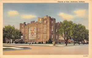 ANDERSON, IN Indiana   CHURCH OF GOD   Madison County   c1940's Linen Postcard