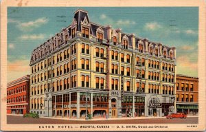 Linen Postcard Eaton Hotel and Coffee Shop in Wichita, Kansas