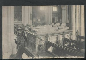 Worcestershire Postcard - Sir John Beauchamp, Worcester Cathedral  T9092