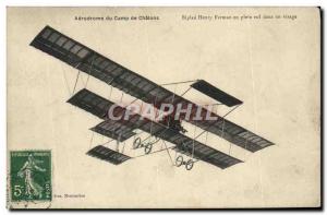 Old Postcard Jet Aviation Aerodrome Camp Chalons biplane Henry Farman in flig...