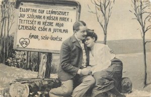 Romantic couple love romance idyll amour postcard 1907 Kolozsvar correspondence