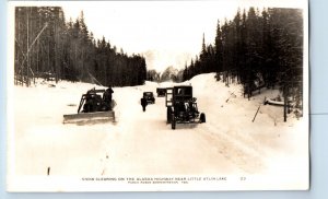 Canada Postcard Snow Clearing on Alaska Highway c1920's Unposted RPPC Photo