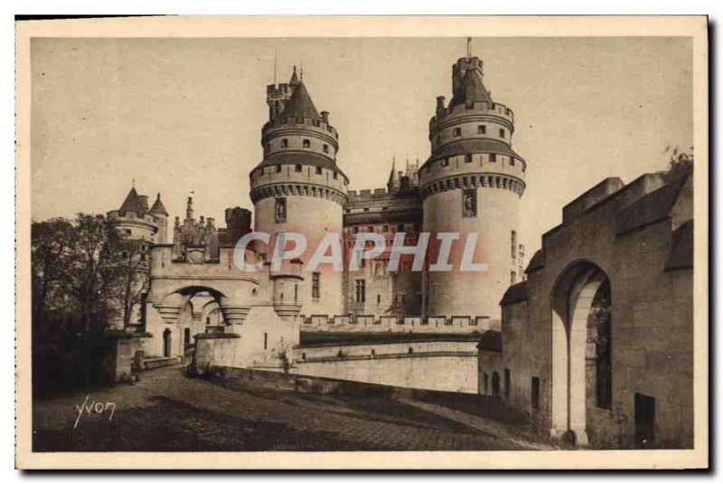 Old Postcard Chateau de Pierrefonds Oise L'Entree du Chateau and Charlemagne ...