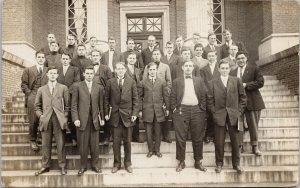 School Photo of Boys Posted at Burlington VT 1911 Byron Miller RPPC Postcard F26