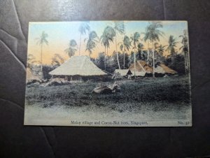 Mint British Malaya Straits Settlements Postcard Malay Village and Palm Trees