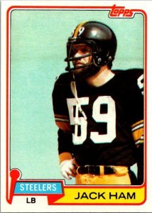 1981 Topps Football Card Jach Ham Pittsburgh Steelers sk60489