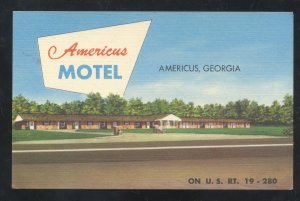 AMERICUS GEORGIA AMERICUS MOTEL VINTAGE LINEN ADVERTISING POSTCARD GA.