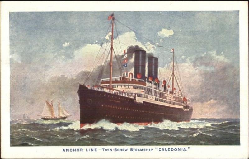 Anchor Line Steamship Caledonia c1915 Unused Postcard