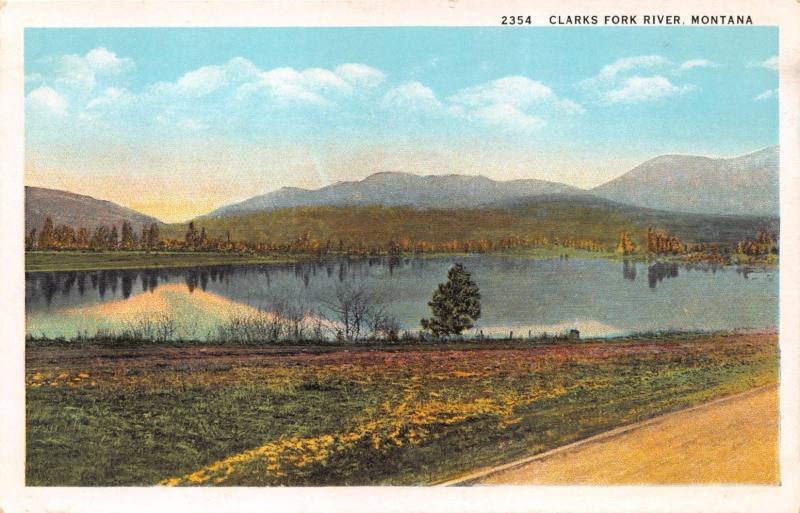 CLARKS FORK RIVER MONTANA~ROBINS  POSTCARD 1930s