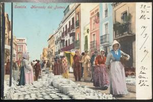 Vintage Picture Postcard Unused? Sevilla Mercado del Jueves Spain LB