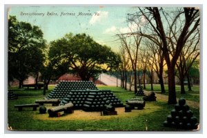 Vintage 1907 Colorized Photo Postcard Canon Balls Fortress Monroe Virginia