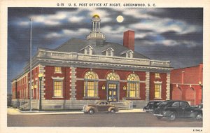 US Post Office at night Greenwood, South Carolina  