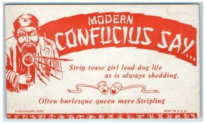 Mutoscope Modern Confucius Say Girl Lead Dog Life Shedding Exhibit Arcade Card