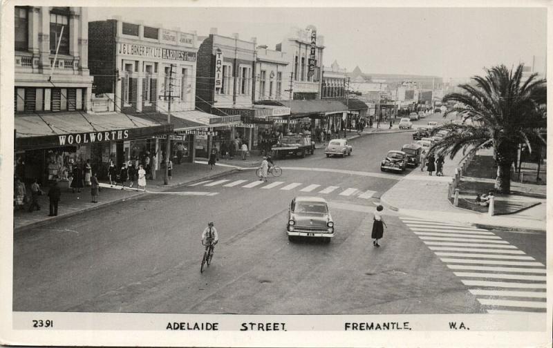 australia, FREMANTLE, W.A., Adelaide Street, Cars (1958) RPPC Postcard