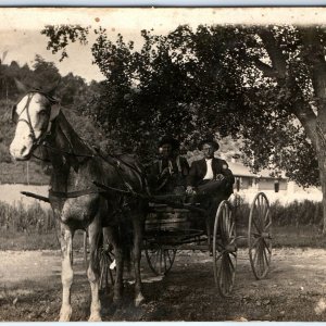 ID'd c1910s 2 Men & Bronco the Horse RPPC Bill Wilkinson Harry Hubler Photo A154