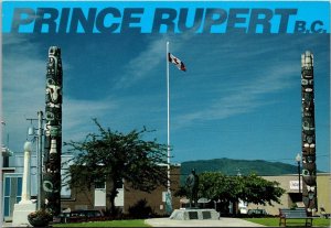 Canada British Columbia Prince Rupert Totems and Charles Hays Statue