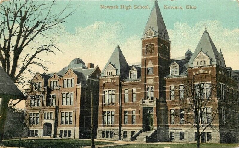 C-1910 Newark Ohio High School Occupation roadside Valentine Postcard 22-11524