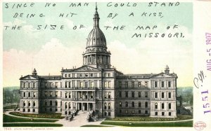 Vintage Postcard 1910's View of The State Capitol Building Michigan MI