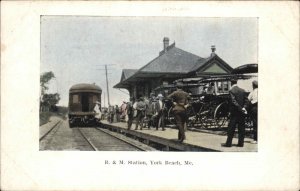 York Beach ME B&M RR Train Station Depot c1910 Postcard